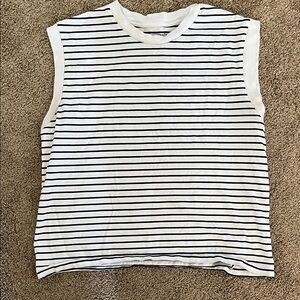 Abercrombie Striped Muscle Tank Top - White with Black Stripes. Size S